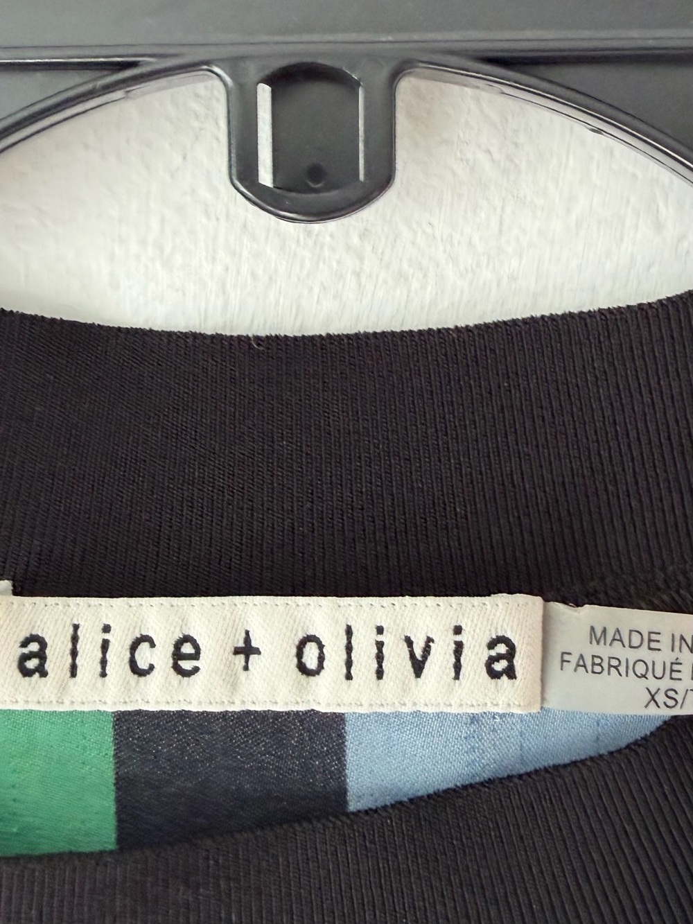 Alice + Olivia Calvin Checkboard Multicolor Banded Cropped Top size XS flawed - Picture 7 of 8